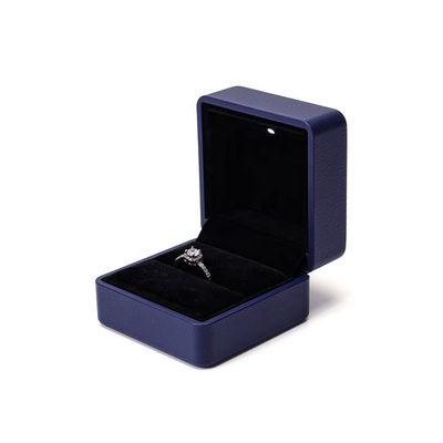 comprar Logotipo personalizado de color azul oscuro de cuero de Hanhong caja de joyería LED con luz y impresión de pantalla de seda online manufacture