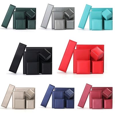 Blanco Elegante y suave de cuero falso Joyería Caja de almacenamiento Paquete Color personalizado