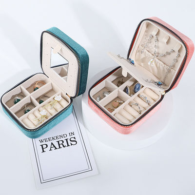 Caja de almacenamiento de joyas de terciopelo para los pendientes de tamaño personalizado