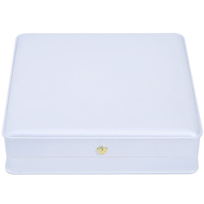 El logotipo personalizado de joyería de lujo caja de embalaje más reciente rectángulo pintura de piano blanco LED anillo caja de joyería