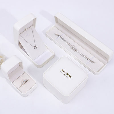 Caja de joyería de cuero de PU blanco, caja de joyería de cuero para anillo de la pulsera del colgante