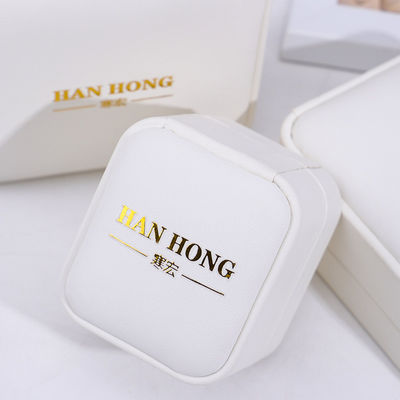 Caja de joyería de cuero de PU blanco, caja de joyería de cuero para anillo de la pulsera del colgante