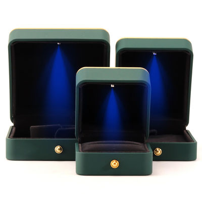 Caja de joyería LED verde cuadrada para envases de lujo de collares y anillos personalizables