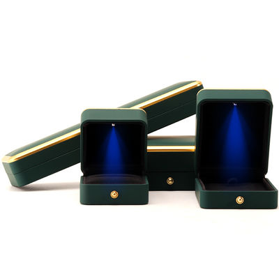 Caja de joyería LED verde cuadrada para envases de lujo de collares y anillos personalizables