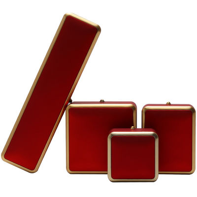 Plastico personalizado pintado con aerosol cuadrado Collar de lujo anillo rojo LED caja de joyas hecha a mano
