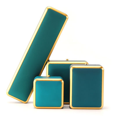 Caja de joyería de terciopelo de plástico LED verde claro para personalizado en estilo elegante de lujo cuadrado