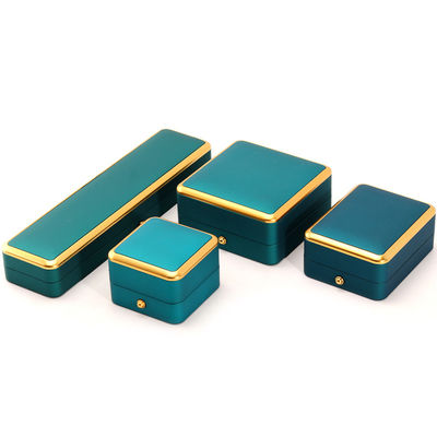 Caja de joyería de terciopelo de plástico LED verde claro para personalizado en estilo elegante de lujo cuadrado