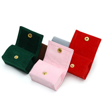 Caja de joyas de terciopelo de color dulce para almacenamiento personalizado de anillos collares y aretes