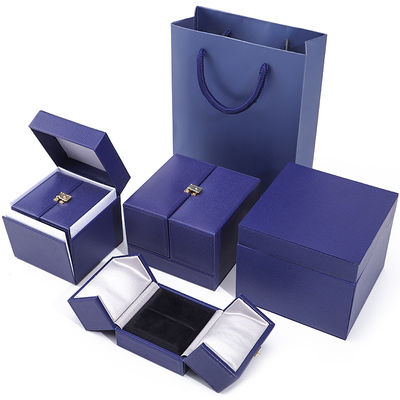 Caja de joyería de terciopelo de doble puerta para el embalaje de los accesorios de lujo de última generación