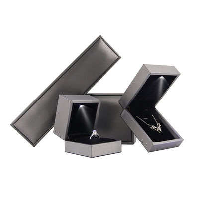 comprar Paquete de joyas para Hanhong logotipo personalizado lujo de cuero falso caja LED plateada Contacte con nosotros online manufacture