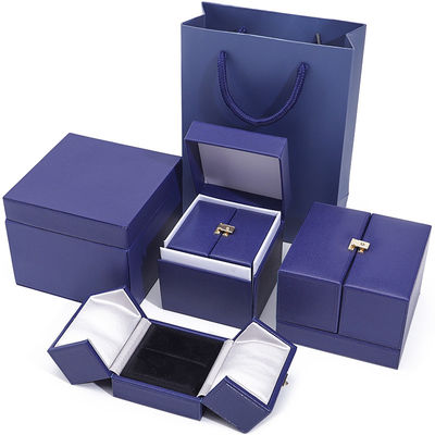 Caja de joyería de terciopelo de doble puerta para el embalaje de los accesorios de lujo de última generación