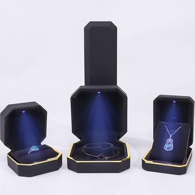 Caja de embalaje de joyas de terciopelo de plástico hecha a mano para pulseras, pendientes, collares y anillos