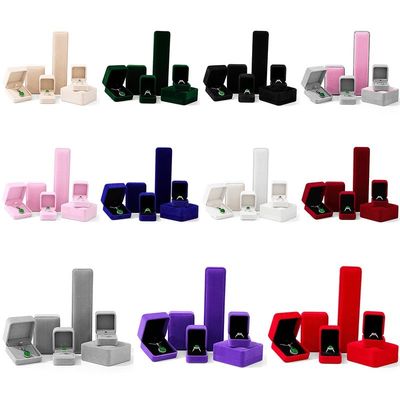 Caja de joyería de terciopelo de alta gama OEM ODM, logotipo personalizable de lujo, caja de joyería de terciopelo rojo