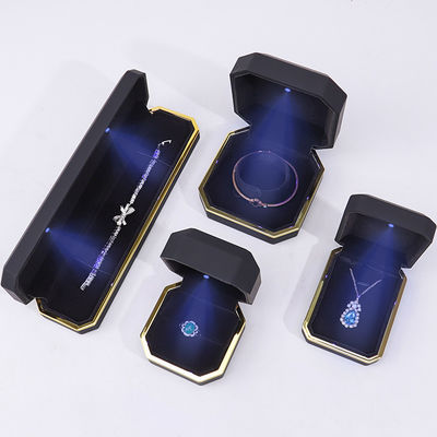 Caja de embalaje de joyas de terciopelo de plástico hecha a mano para pulseras, pendientes, collares y anillos