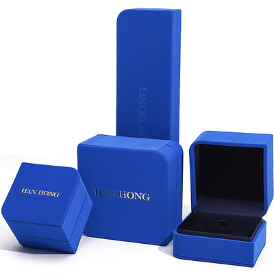 comprar Caja de joyas de cuero azul rectangular para pendientes de tamaño personalizado Brazalete Collar de anillo online manufacture