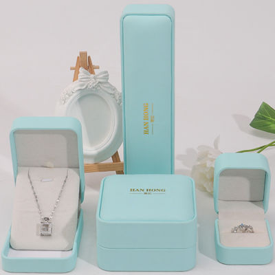 comprar Cyan Plain Soft Touch Falsas Joyas de Cuero Embalaje Caja Caso Organizador de lujo online manufacture