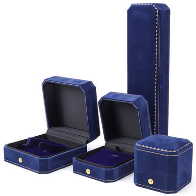 comprar Han Hong tamaño personalizado caja de joyas de terciopelo azul con logotipo y paquete de joyas online manufacture