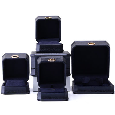11*11*6cm caja de joyas de cuero Hanhong cuadrado collar de anillo caja con metal azul lujo