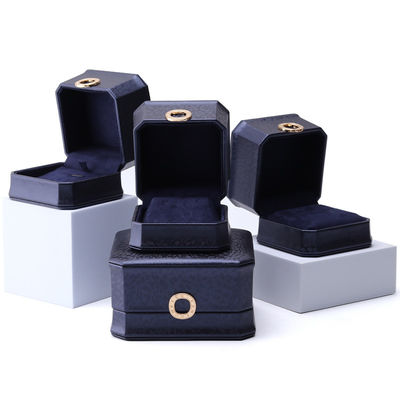 11*11*6cm caja de joyas de cuero Hanhong cuadrado collar de anillo caja con metal azul lujo