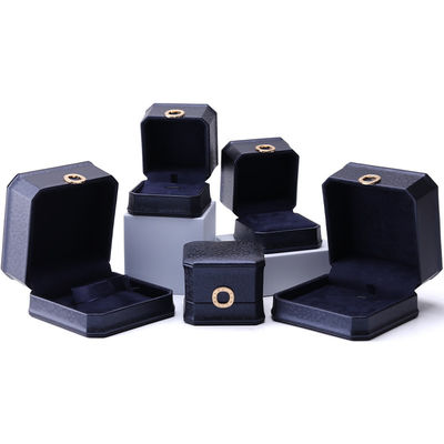 11*11*6cm caja de joyas de cuero Hanhong cuadrado collar de anillo caja con metal azul lujo