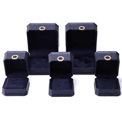 11*11*6cm caja de joyas de cuero Hanhong cuadrado collar de anillo caja con metal azul lujo