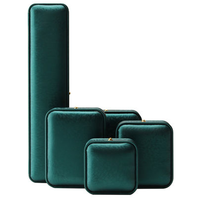 Logotipo personalizado collar Ornamentos caja de joyería de cuero verde para Hanhong 2023 anillo de lujo