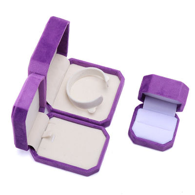 Paquete de joyería de forma octogonal personalizada caja de flanellete púrpura para collar brazalete anillo