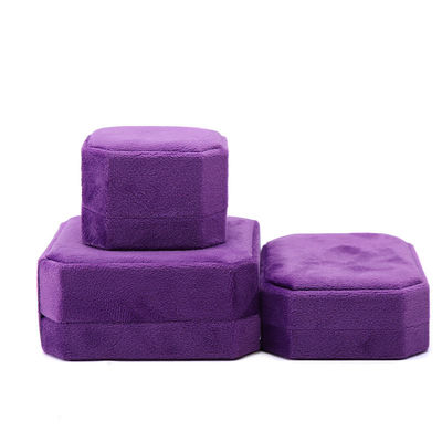 Paquete de joyería de forma octogonal personalizada caja de flanellete púrpura para collar brazalete anillo