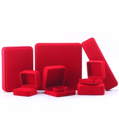 comprar Logotipo personalizado Caja de joyas de terciopelo rojo para pendientes y collar online manufacture
