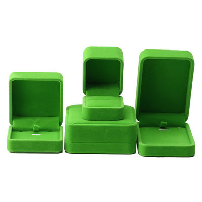 alta calidad joyería caja anillo collar brazalete embalaje lujo cuadrado hecha a mano verde caja de joyería de terciopelo