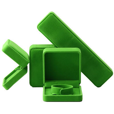 alta calidad joyería caja anillo collar brazalete embalaje lujo cuadrado hecha a mano verde caja de joyería de terciopelo