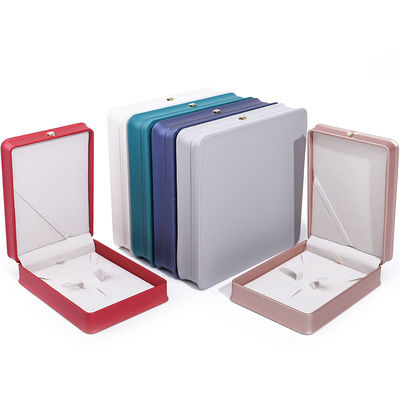 Rectángulo Hecho a mano Hanhong Custom Logotipo de la caja de la corona de diseño de lujo PU cuero de la caja collar de anillo de joyería de la caja