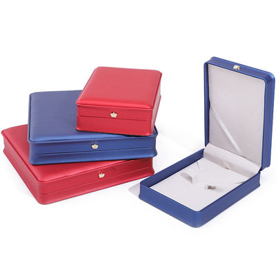 Rectángulo Hecho a mano Hanhong Custom Logotipo de la caja de la corona de diseño de lujo PU cuero de la caja collar de anillo de joyería de la caja