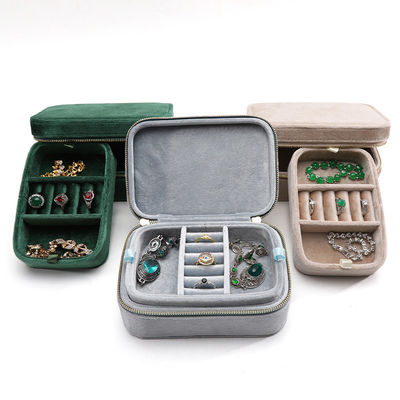 Caja de anillo de viaje de terciopelo de boda para el almacenaje de joyas de collar de pareja Han Hong