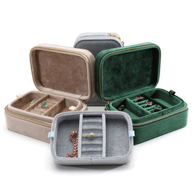 Caja de anillo de viaje de terciopelo de boda para el almacenaje de joyas de collar de pareja Han Hong