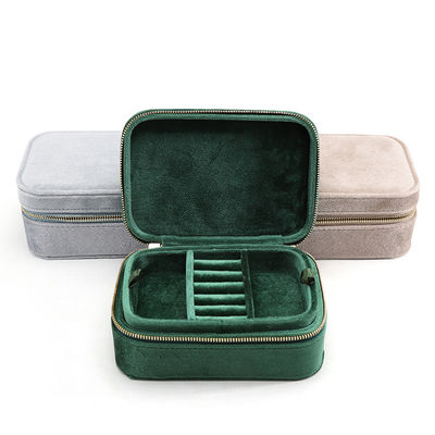 Caja de anillo de viaje de terciopelo de boda para el almacenaje de joyas de collar de pareja Han Hong