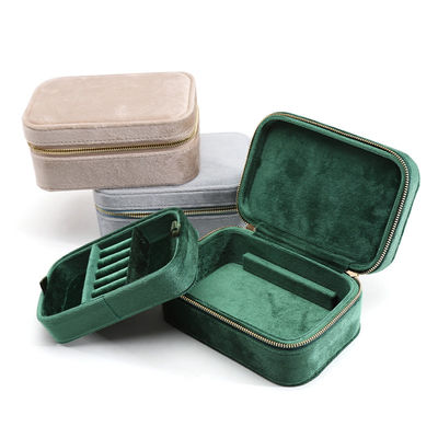 Caja de anillo de viaje de terciopelo de boda para el almacenaje de joyas de collar de pareja Han Hong