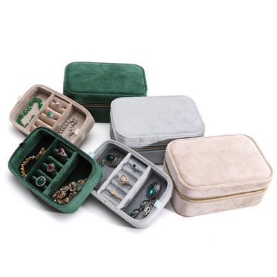 Caja de anillo de viaje de terciopelo de boda para el almacenaje de joyas de collar de pareja Han Hong