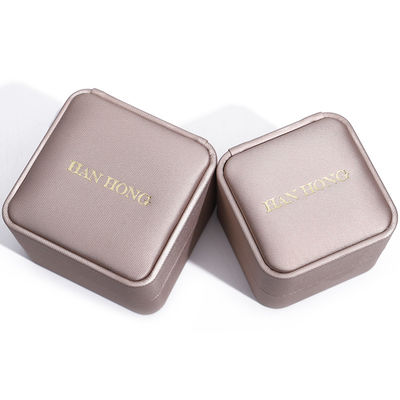 Campaña Oro PU de cuero de joyería caja de embalaje de lujo tamaño personalizado