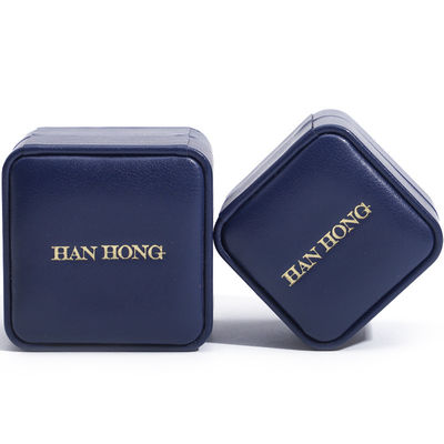 Esquina redonda de color azul oscuro PU Set de joyas de cuero Caja de joyas de lujo Caja de embalaje OEM