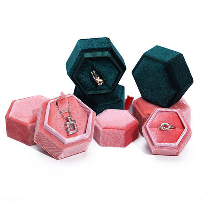 Caja de anillos de viaje de terciopelo para envases de joyas personalizados y anillos de boda
