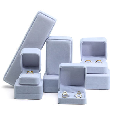 Caja de joyería de calidad Hign Hign extremo de joyería de terciopelo gris hecha a mano caja de joyería para conjunto de joyas