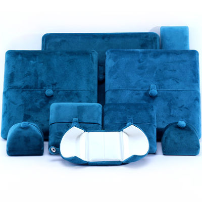 comprar Caja de joyería de terciopelo azul hecha a mano para pulseras, pendientes, collares, anillos, tamaño 10*10*3cm online manufacture