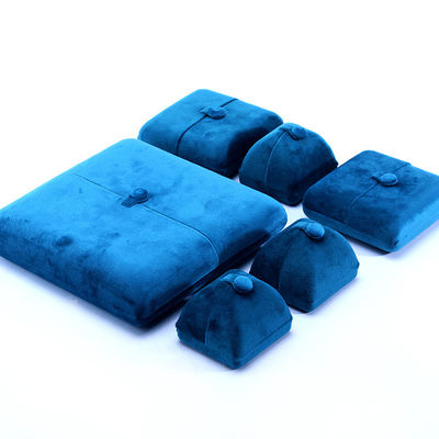 Caja de joyería de terciopelo azul hecha a mano para pulseras, pendientes, collares, anillos, tamaño 10*10*3cm