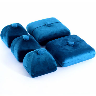 Caja de joyería de terciopelo azul hecha a mano para pulseras, pendientes, collares, anillos, tamaño 10*10*3cm