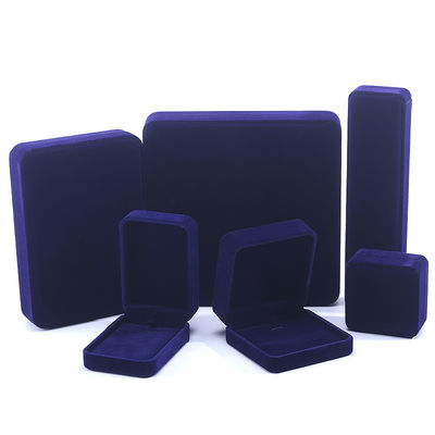 comprar Caja de joyas de terciopelo azul para embalaje personalizado de pendientes, collares y anillos online manufacture