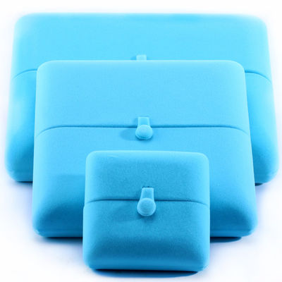 Sky Blue Velvet Hanhong Logotipo personalizado de joyería Caja de embalaje para pulseras de pendientes Regalo