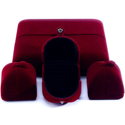 Tamaño personalizado Caja de joyas de terciopelo rojo para pulseras de lujo Aretes y collares