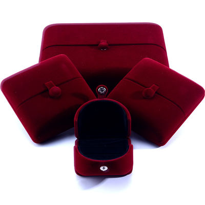 Elegante joyero de doble puerta, joyero de alta gama con terciopelo rojo y logotipo