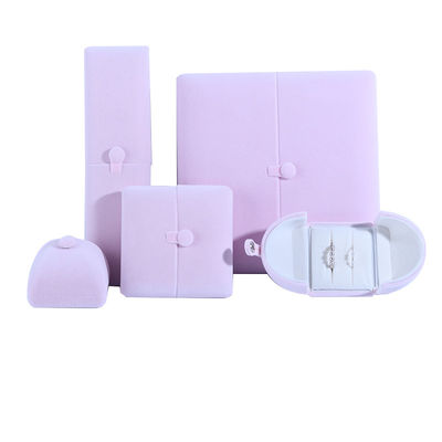 Velvet Hanhong Logotipo personalizado de joyería Caja de embalaje para pulseras Orecillos de lujo en rosa